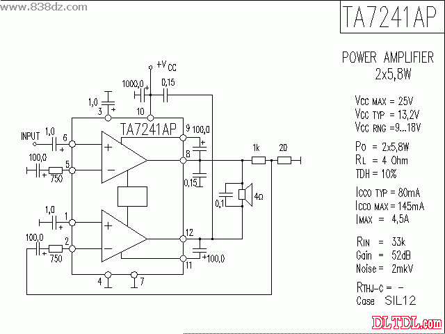 ta7241ap功放電路圖紙原理圖