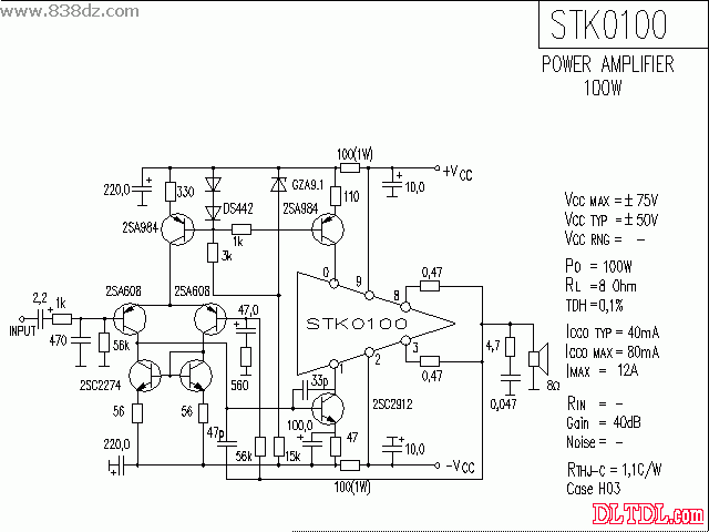 stk0100功放電路圖紙原理圖