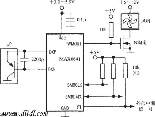 MAX6641构成的智能温度控制器电路图