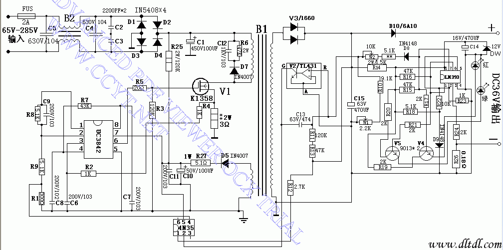 36v电动车充电器原理图