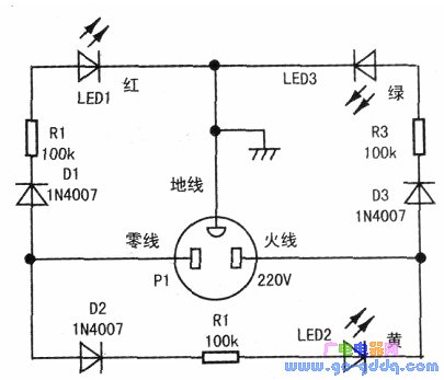 三孔插座电路图符号图片