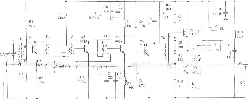 六管收音机电原理图