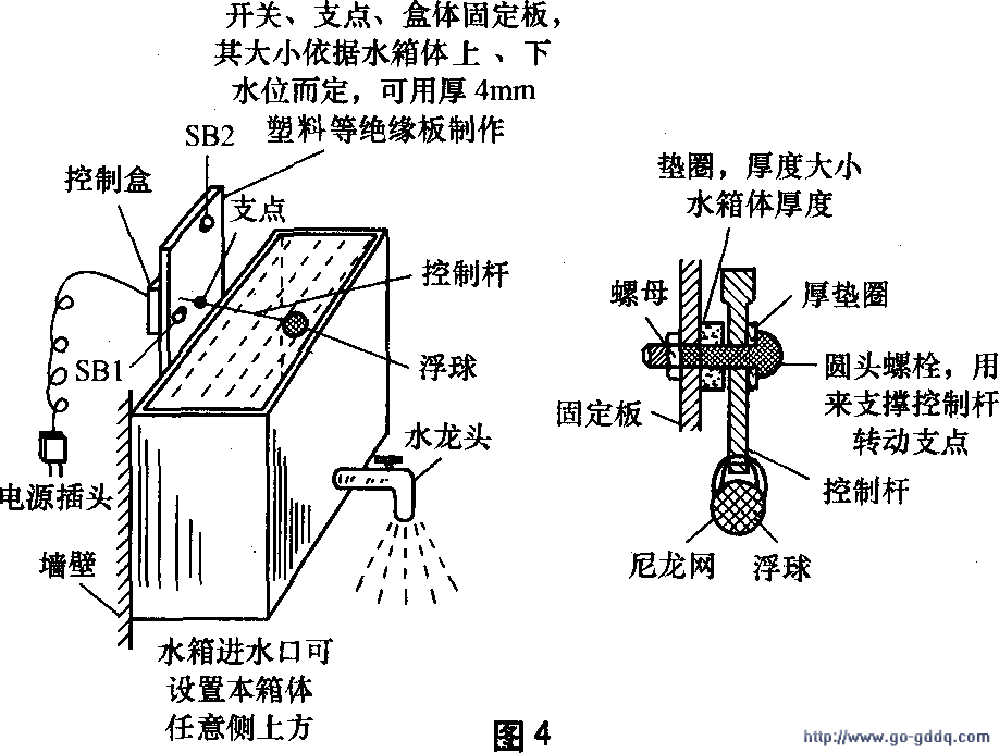 水箱(或水閥)自動供水控制電路