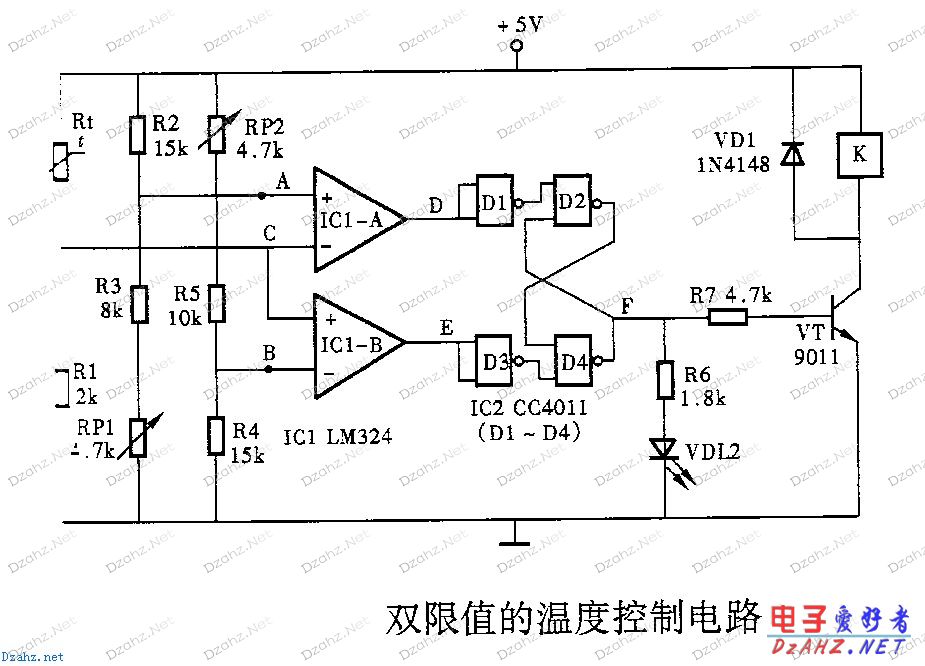 双限值的温度控制器电路