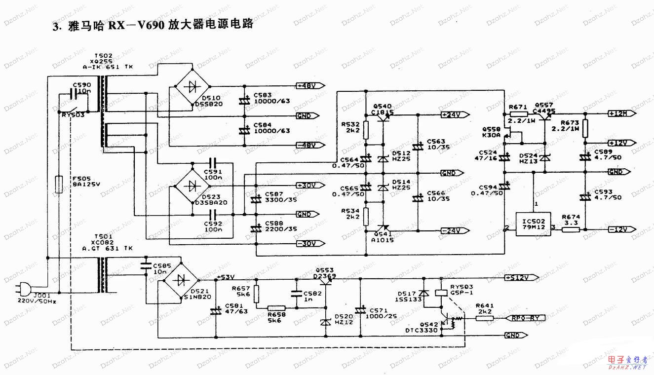 雅马哈592功放接线图图片